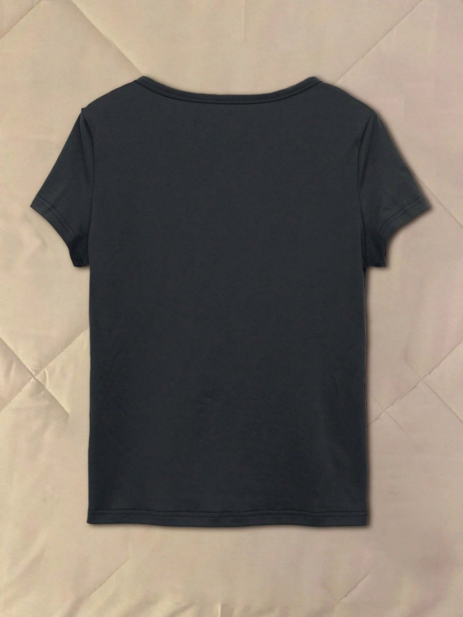 Womens Olive Knitted V-Neck Short Sleeve Tee -  Collection