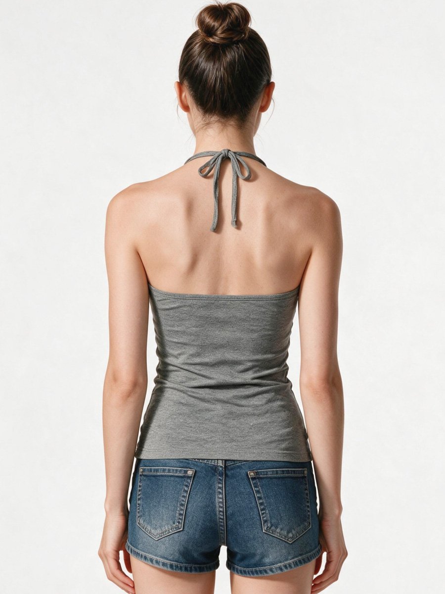 Grey Halter Neck Sleeveless Top