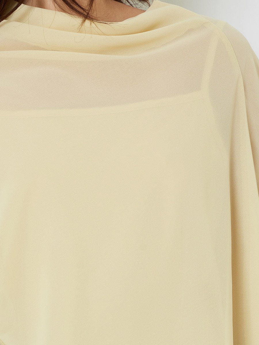 Yellow Strappy Maxi Dress with Chiffon Shawl