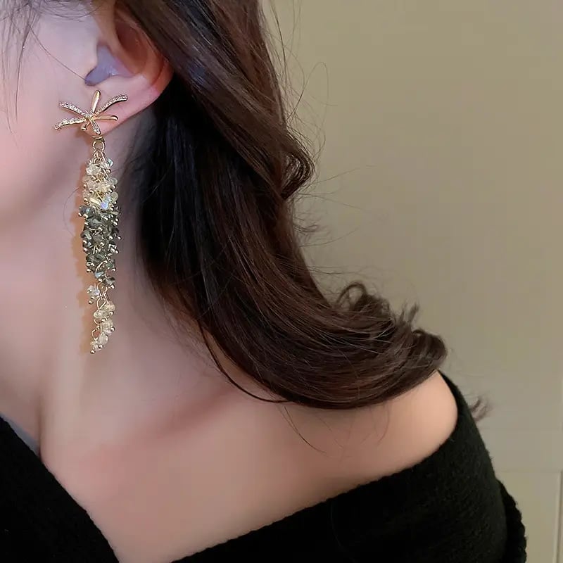 Crystal Flower Drop Earrings