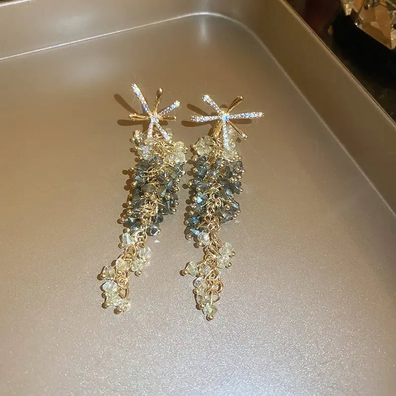 Crystal Flower Drop Earrings