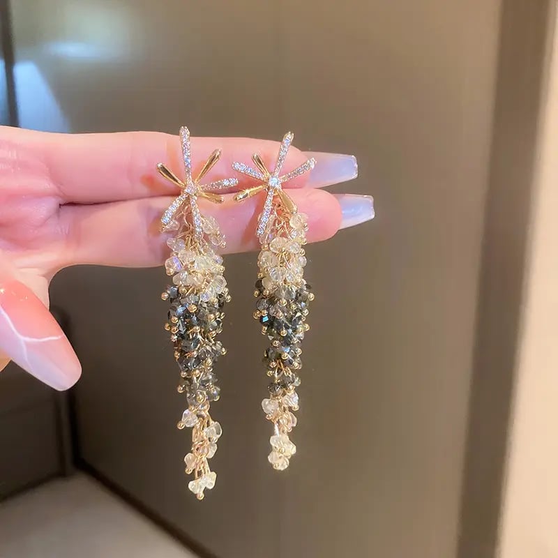 Crystal Flower Drop Earrings