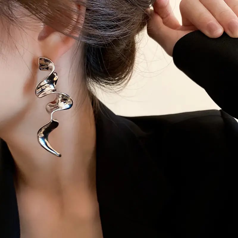 Silver Post Twisted Earrings