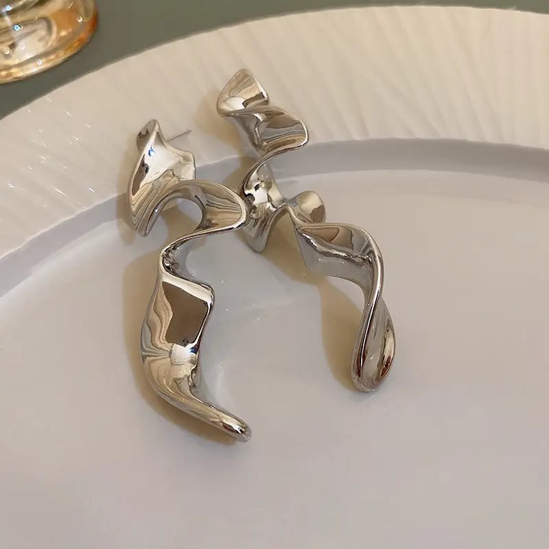 Silver Post Twisted Earrings