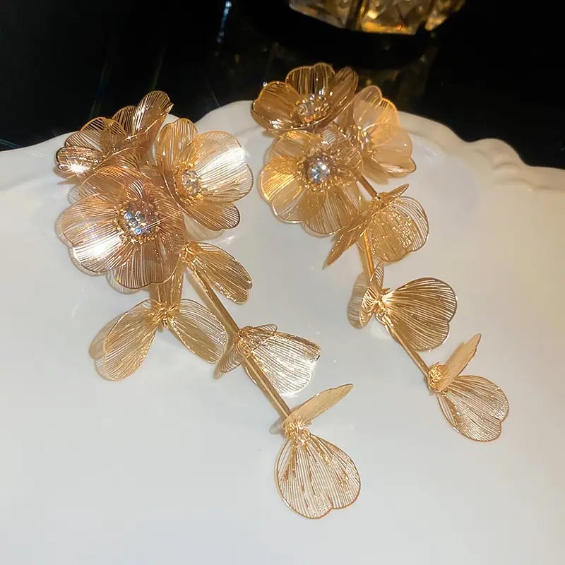 Flower Tassel Drop Earrings