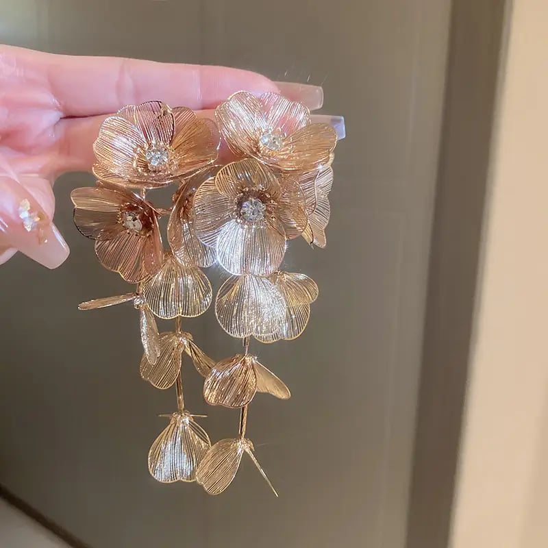 Flower Tassel Drop Earrings