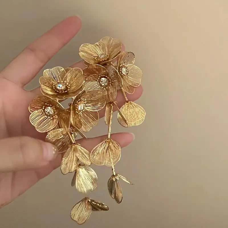 Flower Tassel Drop Earrings