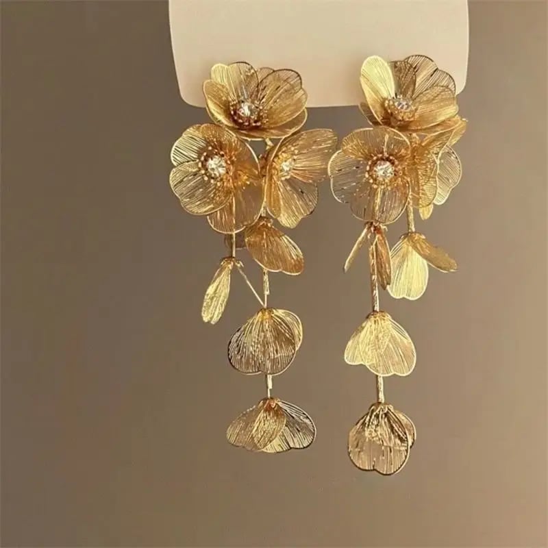 Flower Tassel Drop Earrings