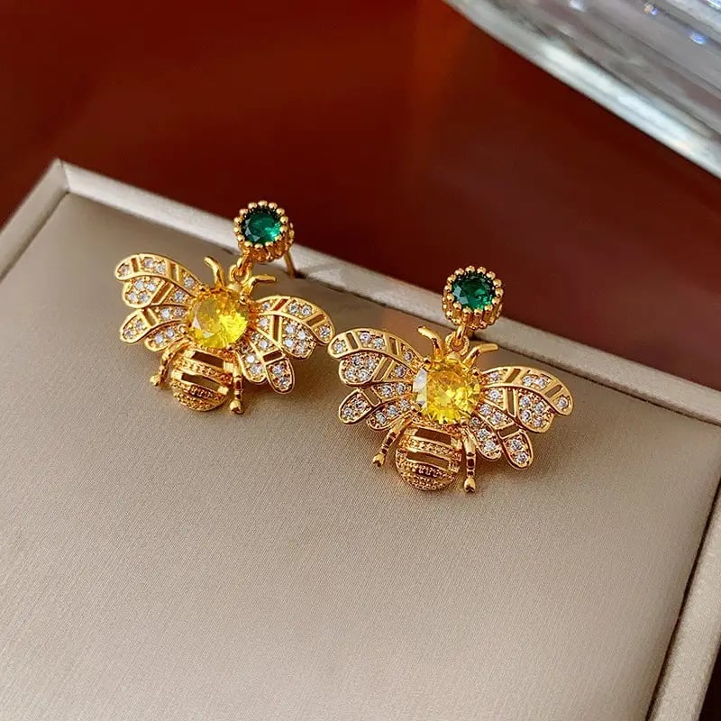 Embellished Bee Drop Earrings