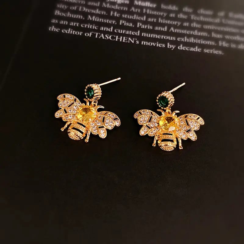 Embellished Bee Drop Earrings