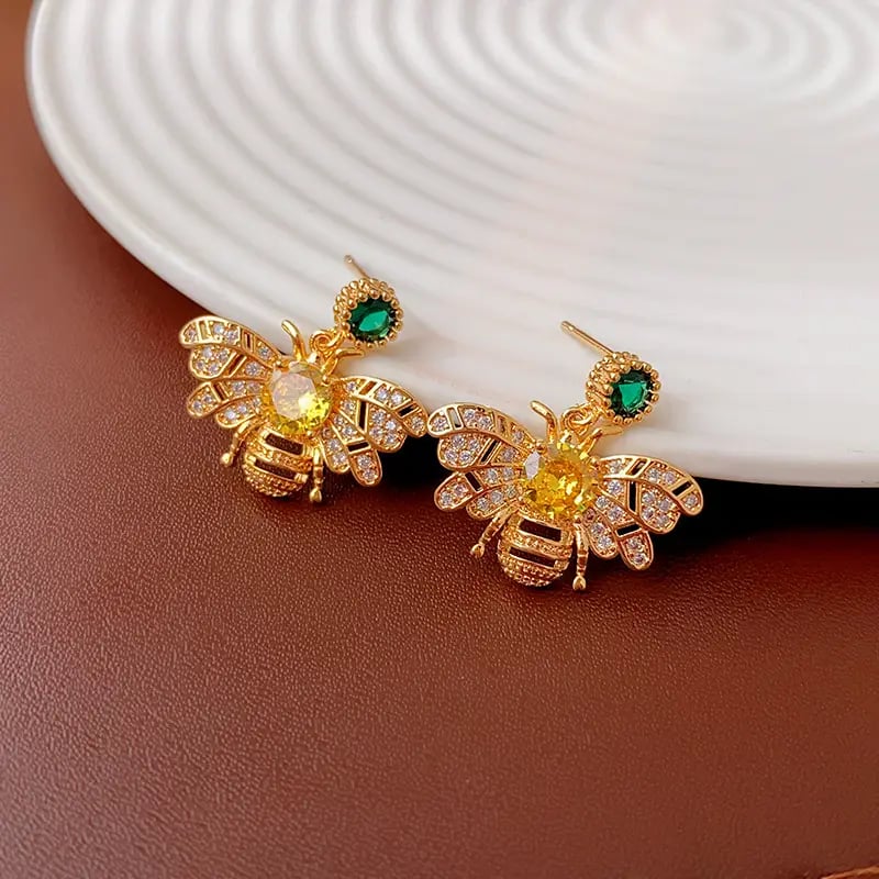 Embellished Bee Drop Earrings