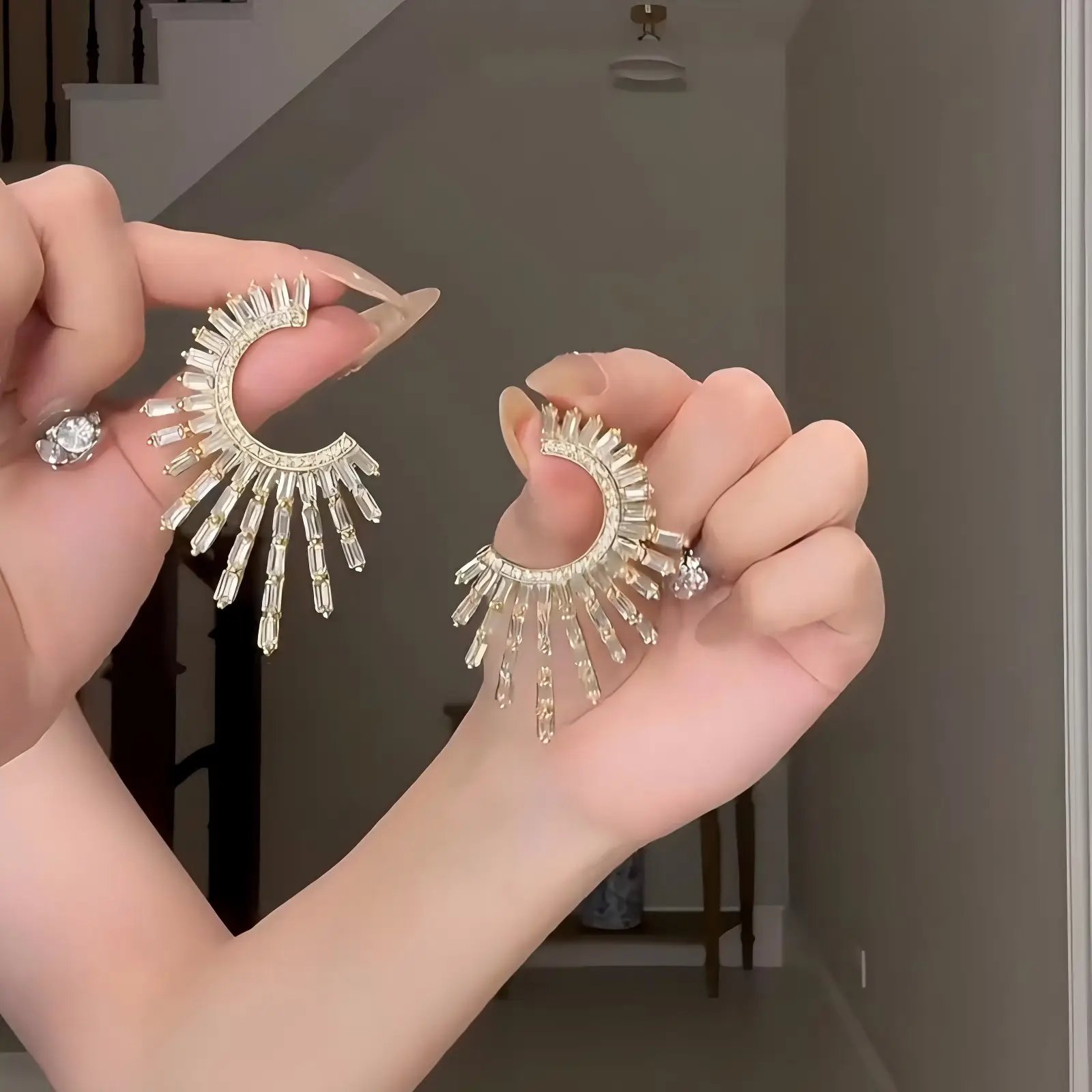 Round Cut Embellished Earrings