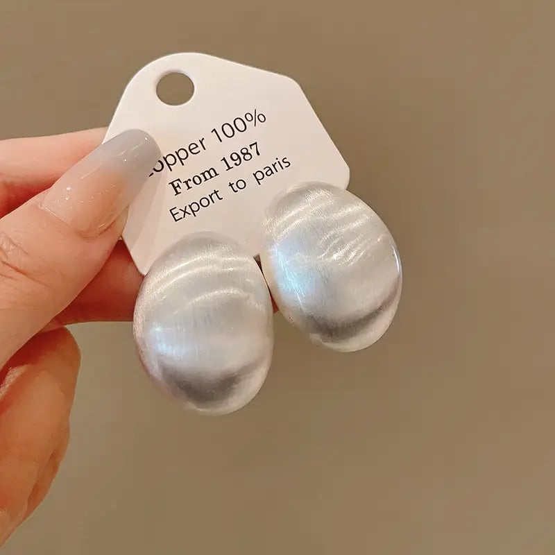 Brushed Silver Post Circular Stud Earrings