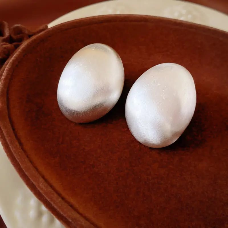 Brushed Silver Post Circular Stud Earrings