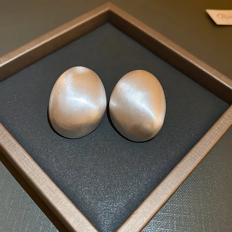 Brushed Silver Post Circular Stud Earrings
