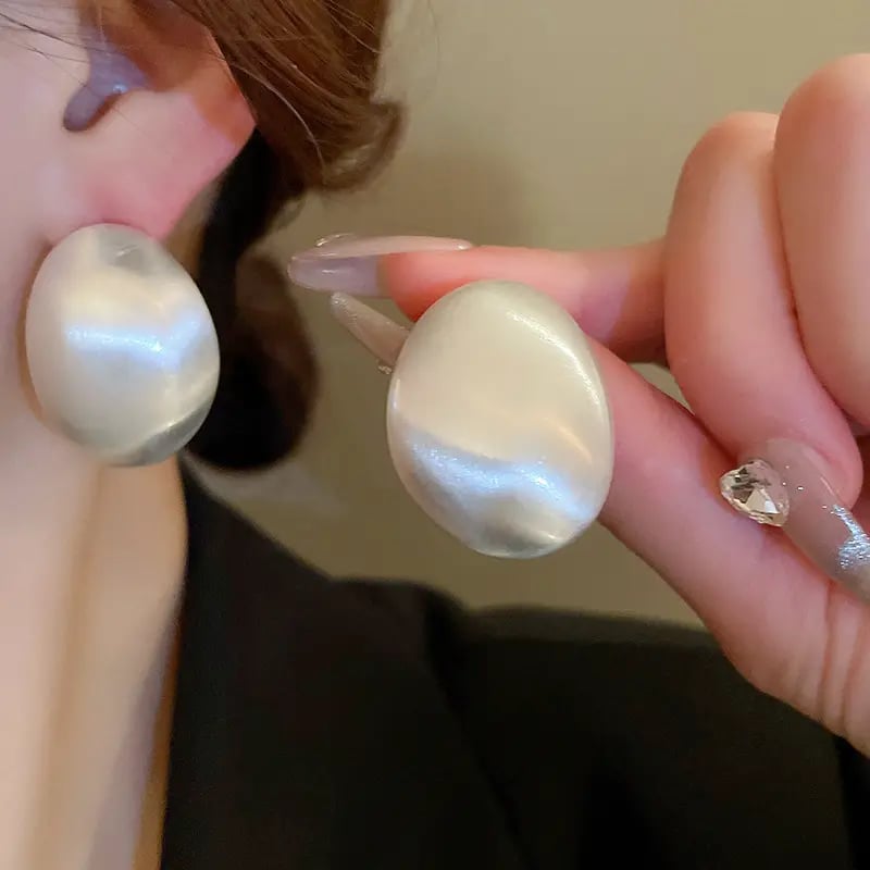 Brushed Silver Post Circular Stud Earrings