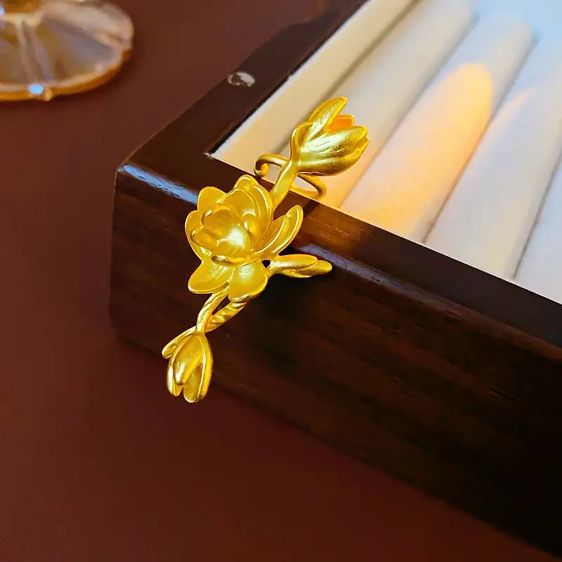 Lotus Flower Ear Cuff Earrings