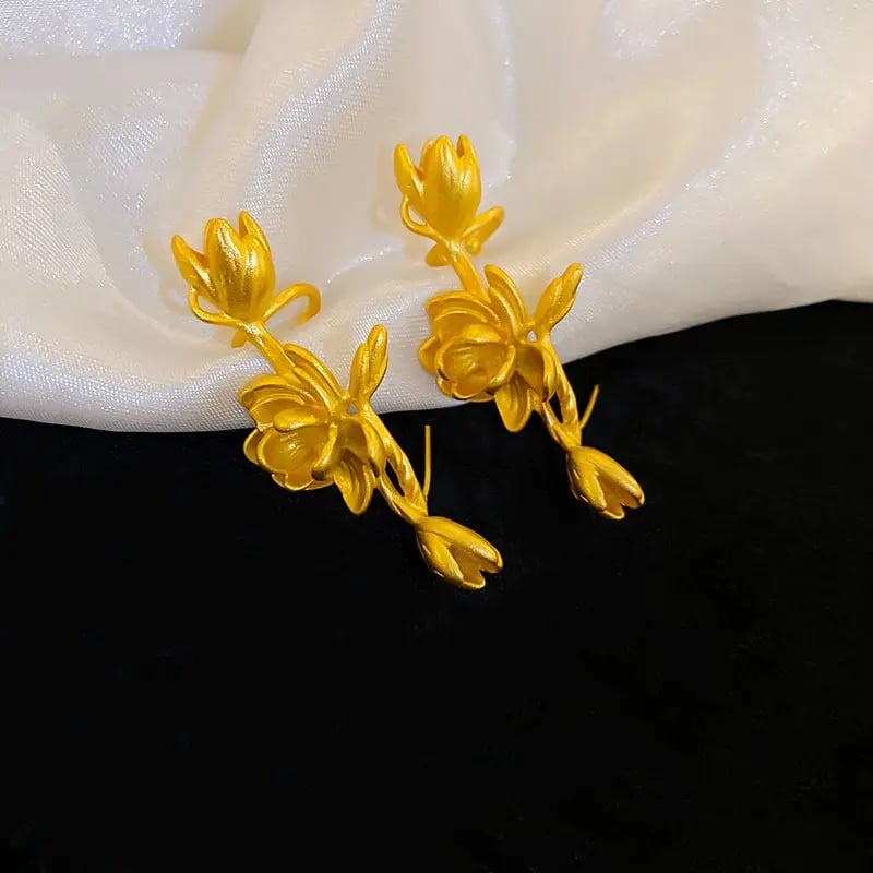 Lotus Flower Ear Cuff Earrings