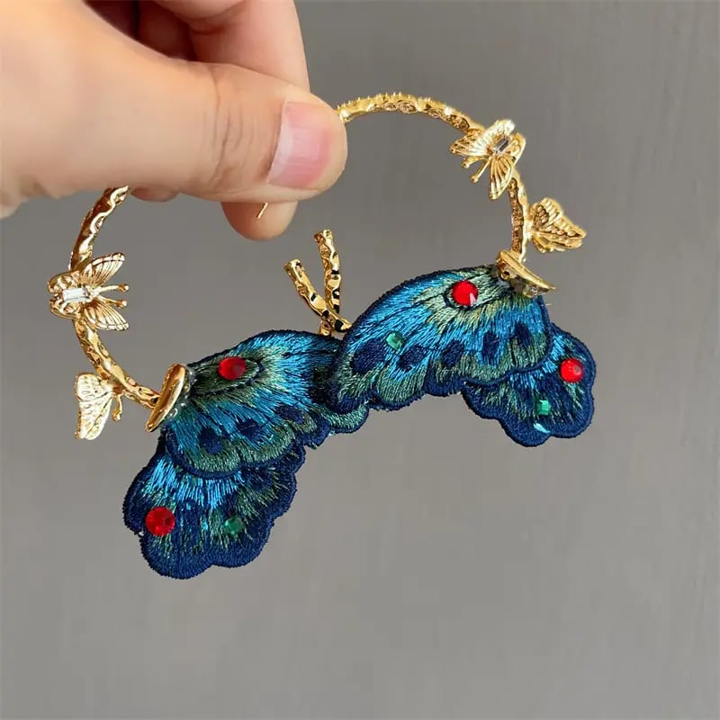 Butterfly Rhinestone Hoop Earrings