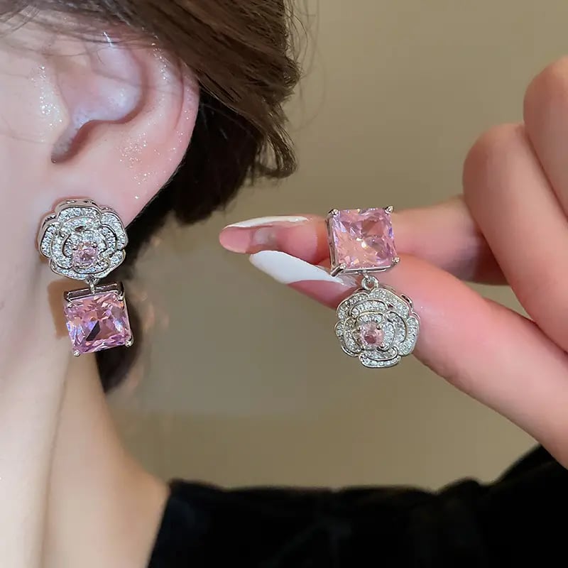 Floral Embellished Drop Earrings