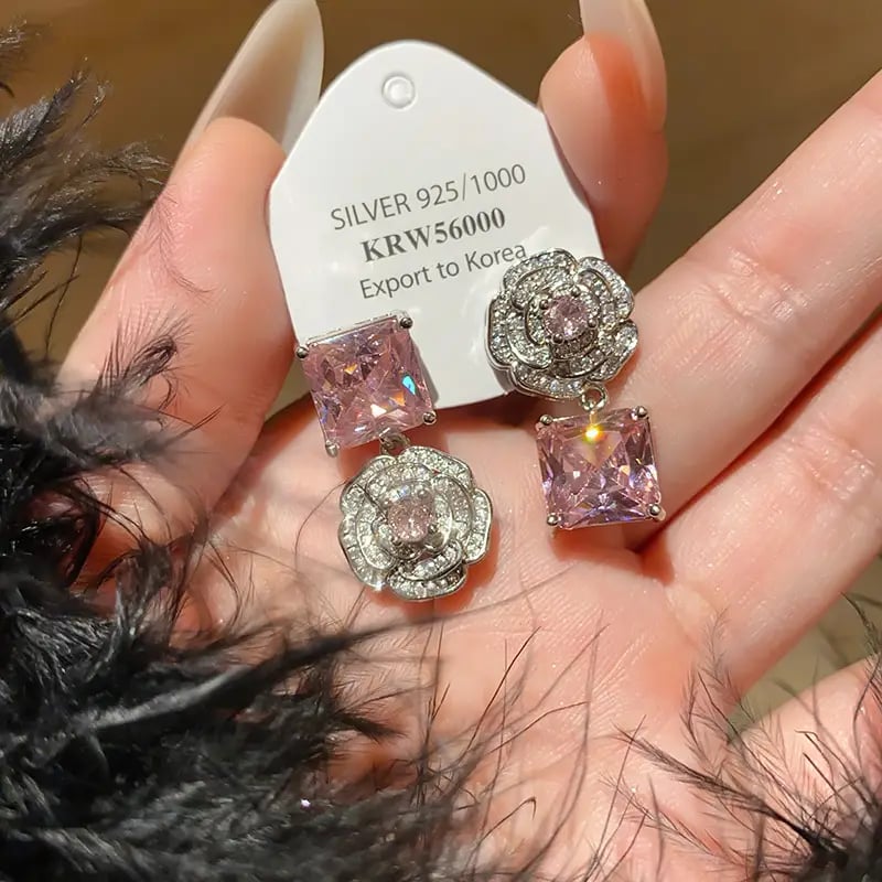 Floral Embellished Drop Earrings