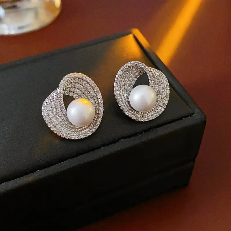 Faux Pearl Stud Earrings