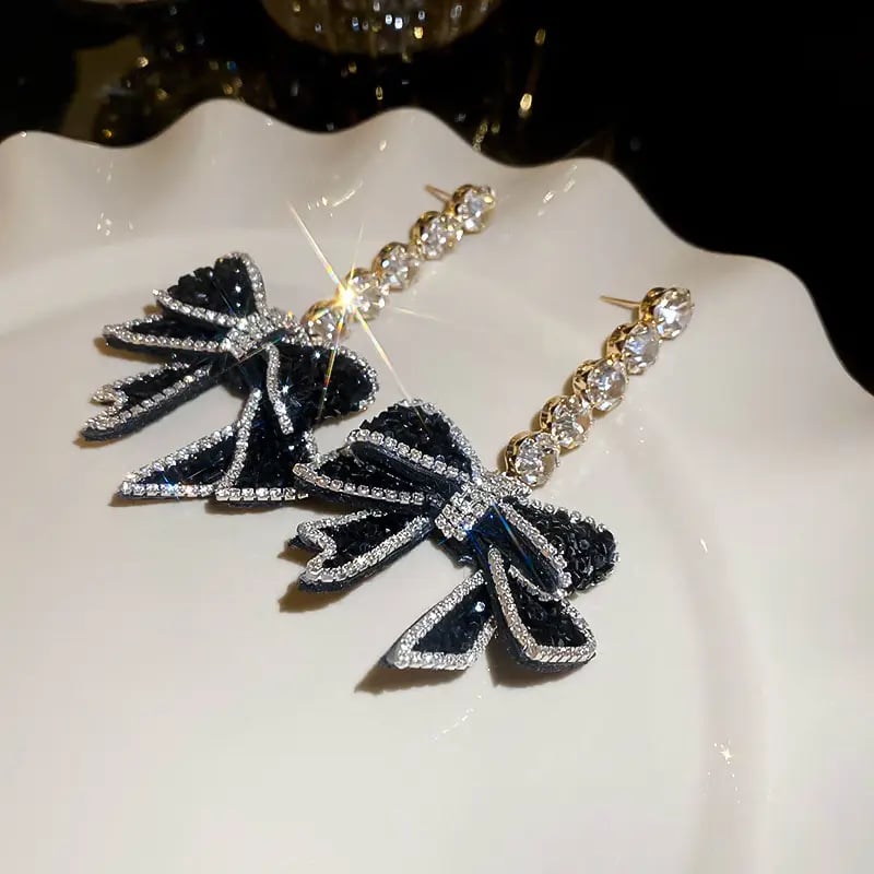 Bowknot Crystal Drop Earrings