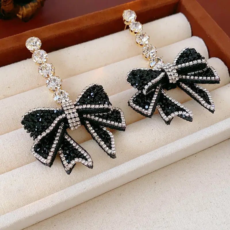 Bowknot Crystal Drop Earrings
