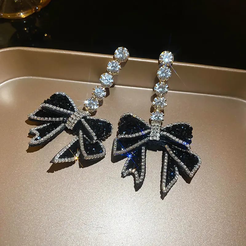 Bowknot Crystal Drop Earrings