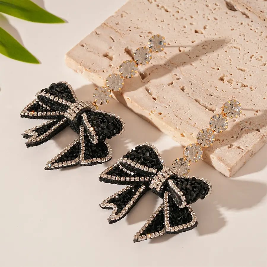 Bowknot Crystal Drop Earrings