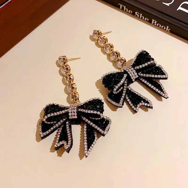 Bowknot Crystal Drop Earrings