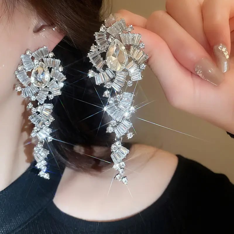 Embellished Geometric Drop Earrings