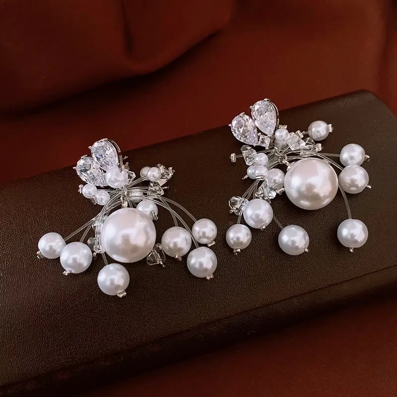 Heart Pearl Drop Earrings