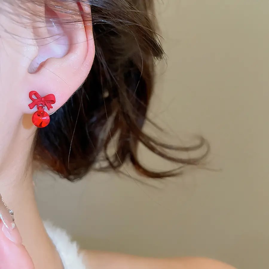 Set of 7- Rhinestone Heart and Bowknot Earrings