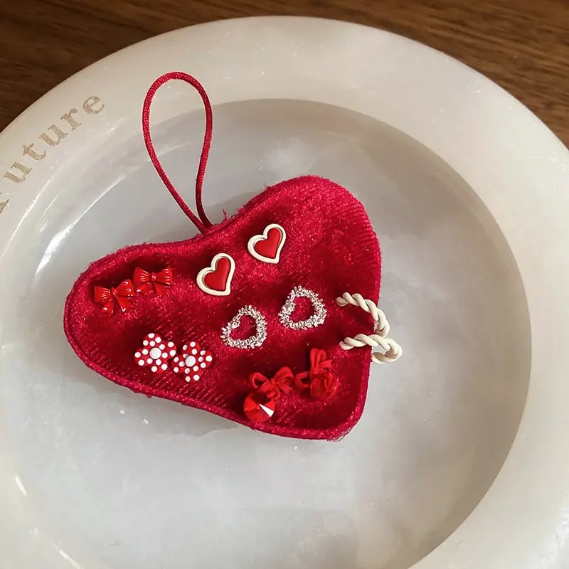 Set of 7- Rhinestone Heart and Bowknot Earrings