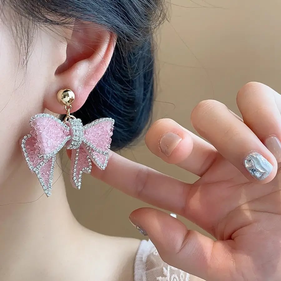 Bow Drop Embellished Earrings