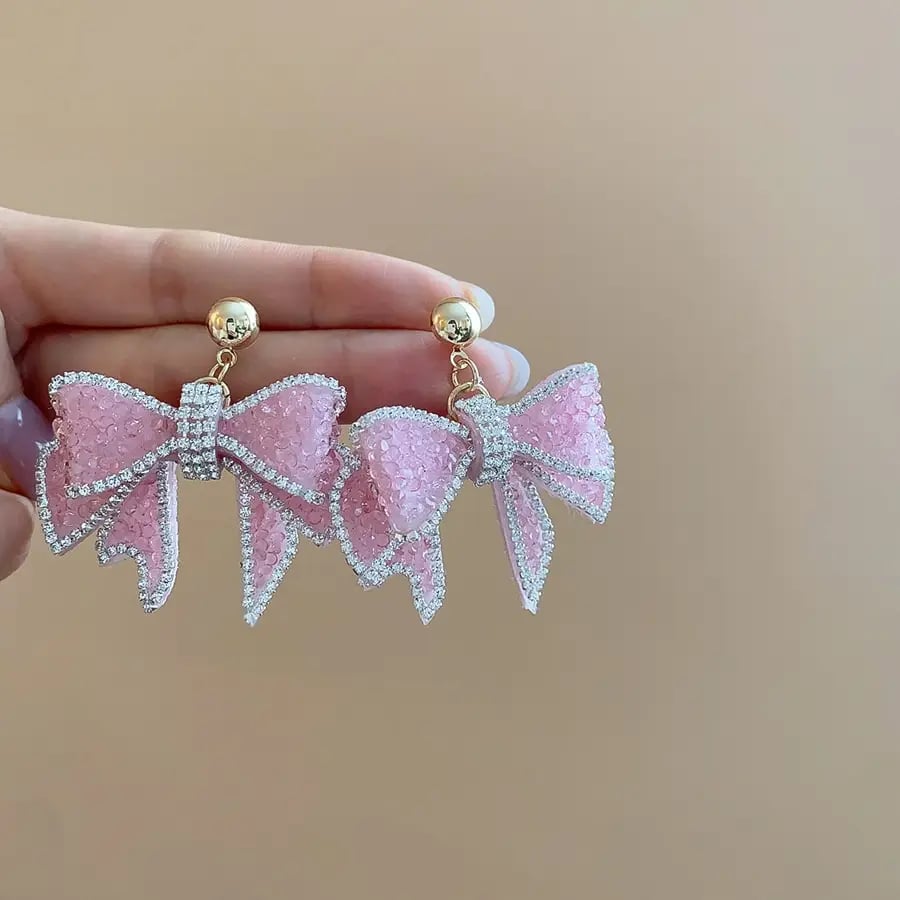 Bow Drop Embellished Earrings
