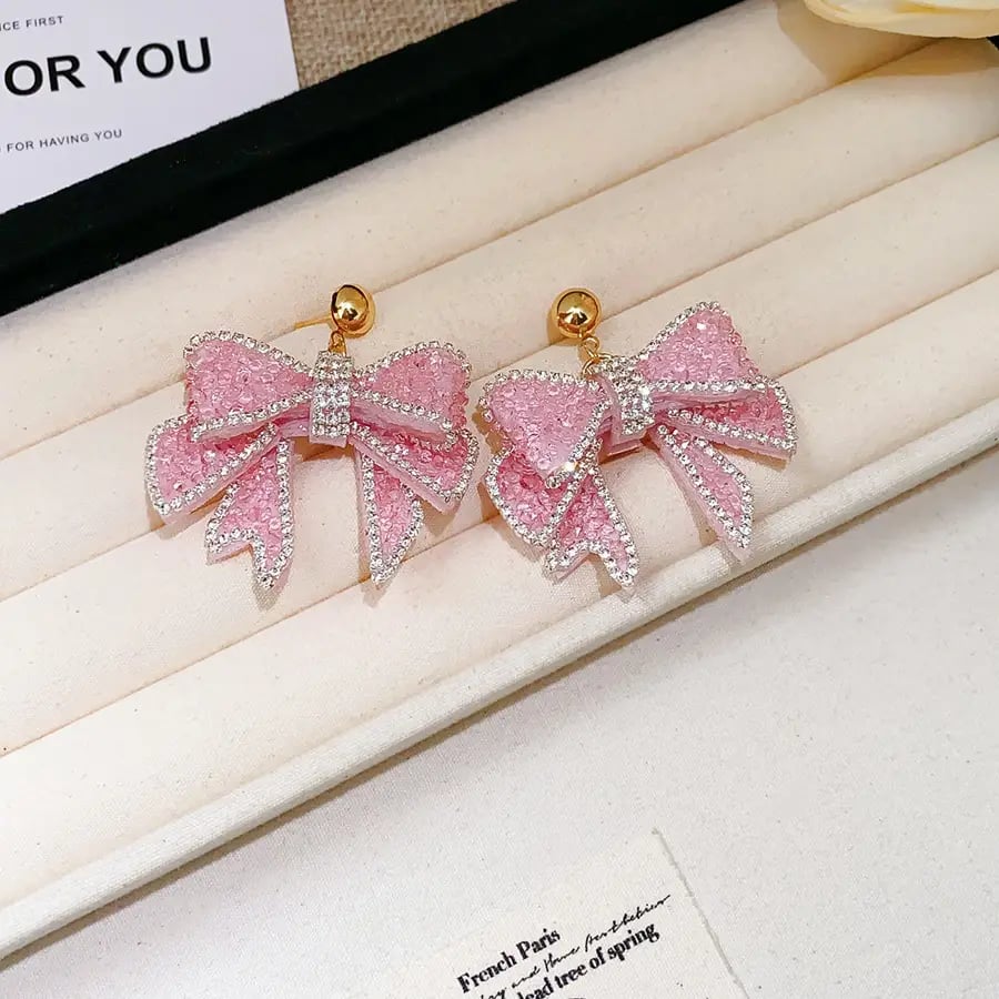 Bow Drop Embellished Earrings