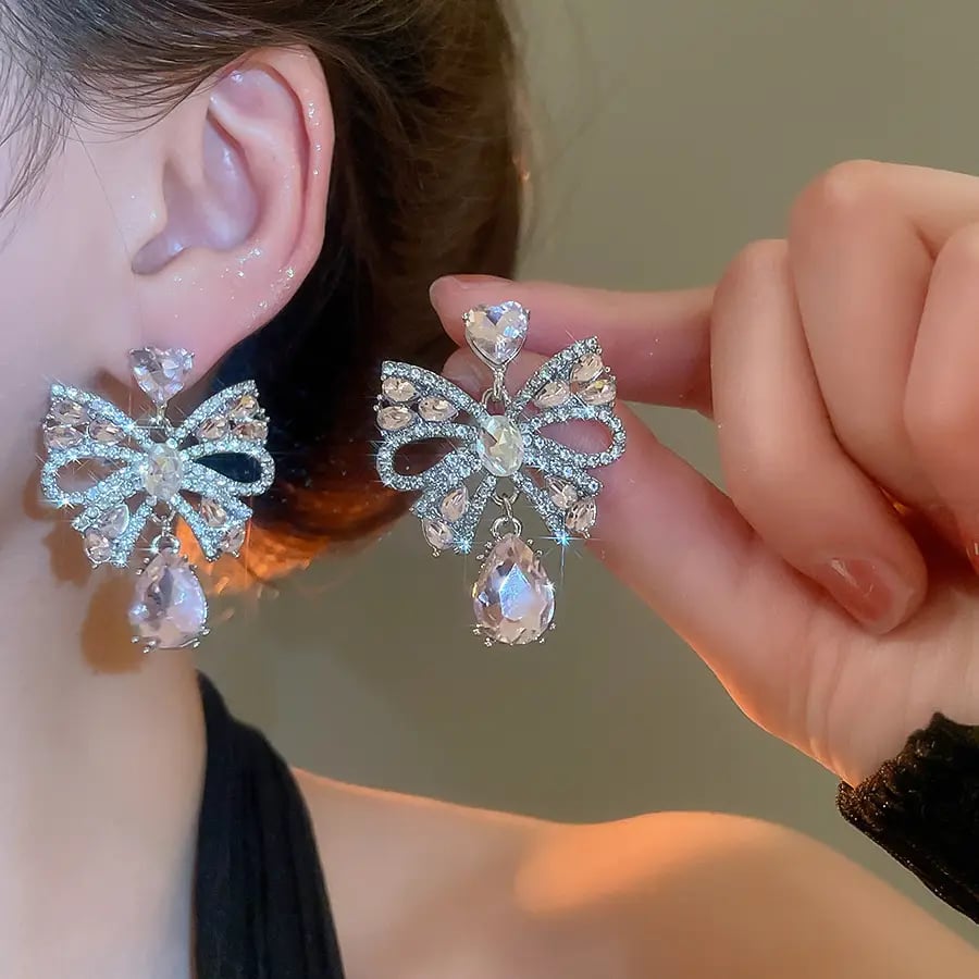 Bowknot Waterdrop Dangle Earrings