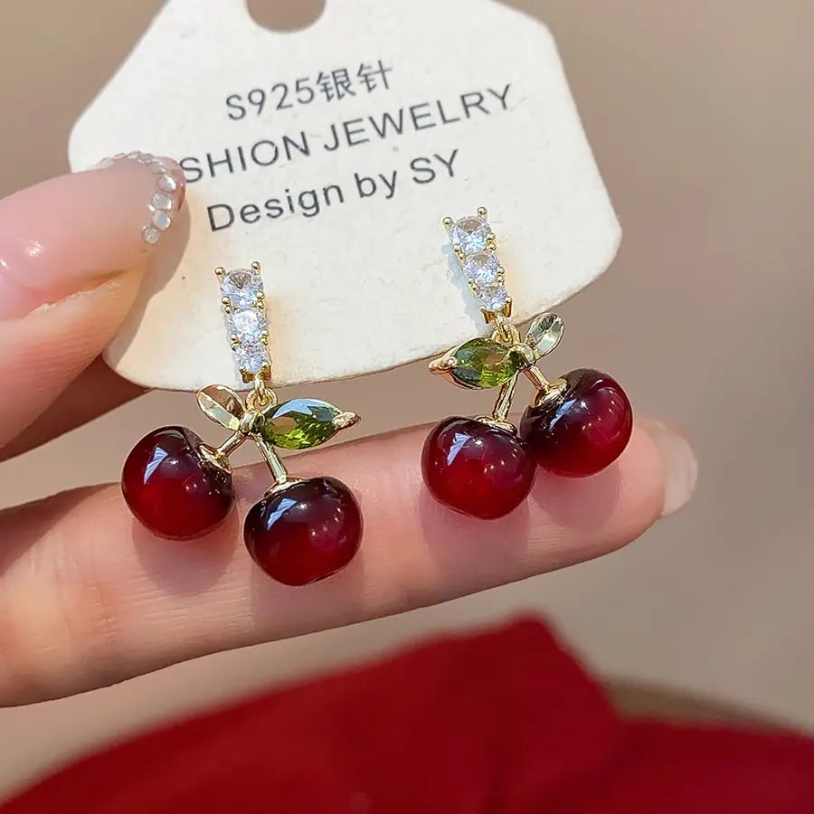 Red Cherry Dangle Earrings