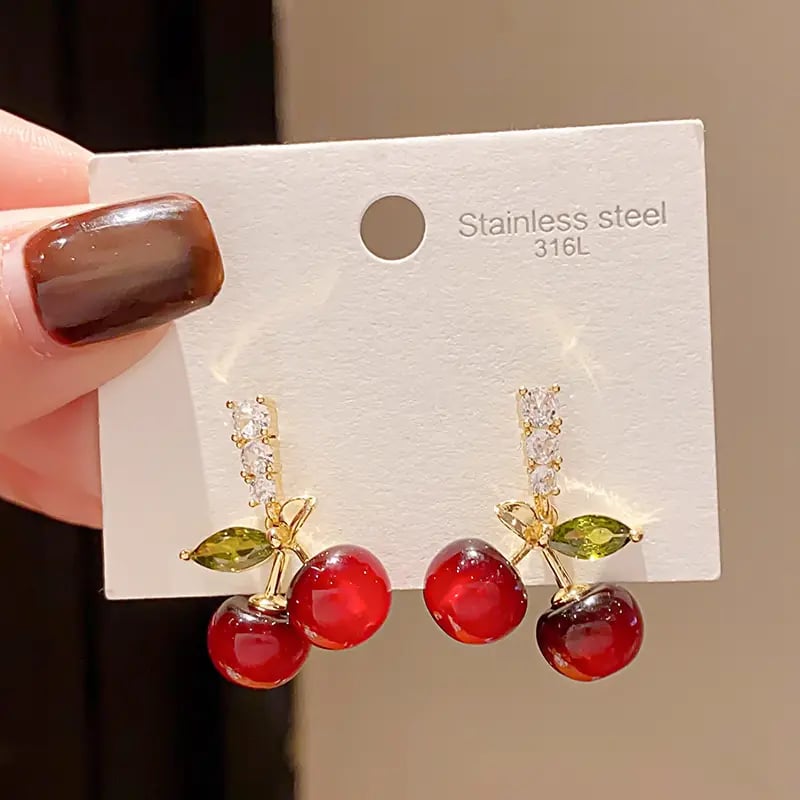 Red Cherry Dangle Earrings