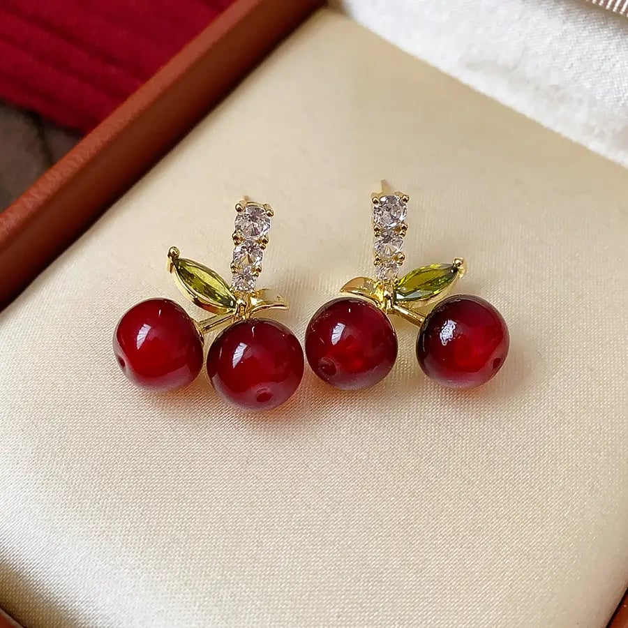 Red Cherry Dangle Earrings