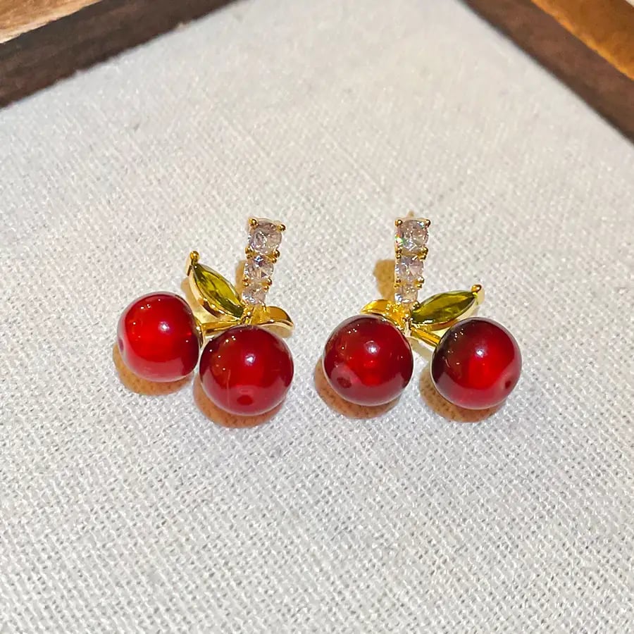 Red Cherry Dangle Earrings
