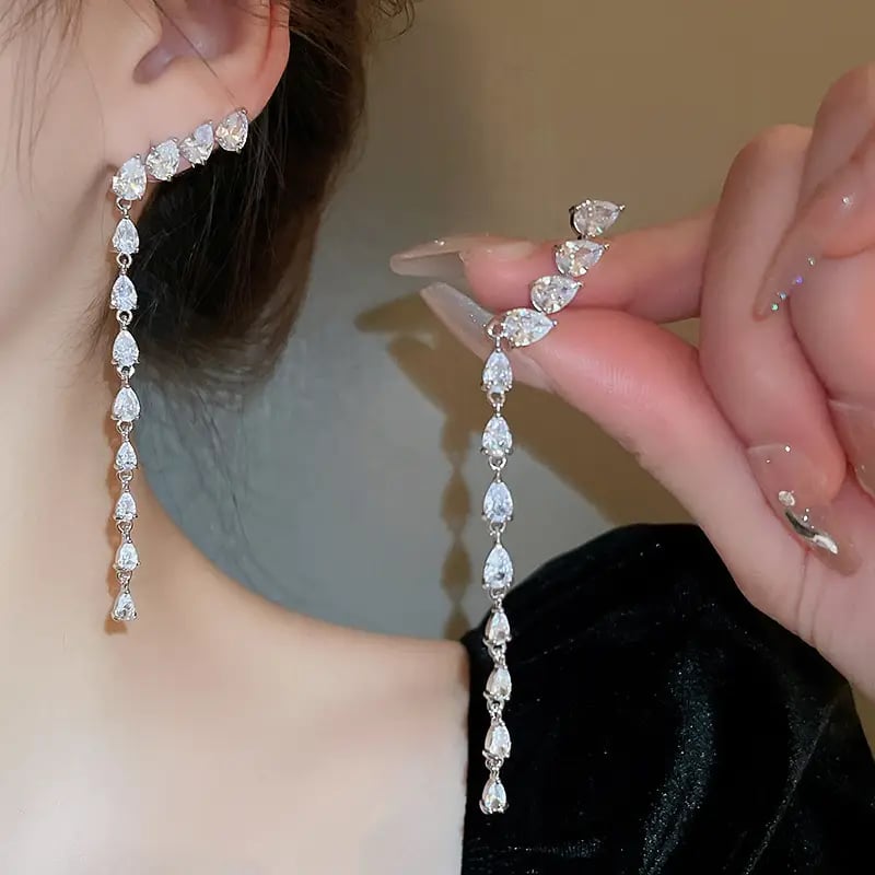 Embellished Teardrop Tassel Earrings