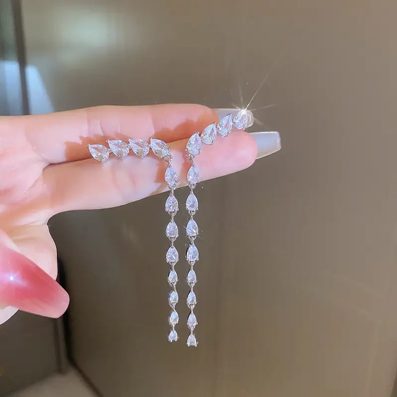 Embellished Teardrop Tassel Earrings