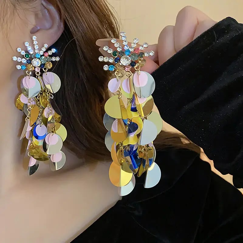 Statement Sequin Dangle Earrings