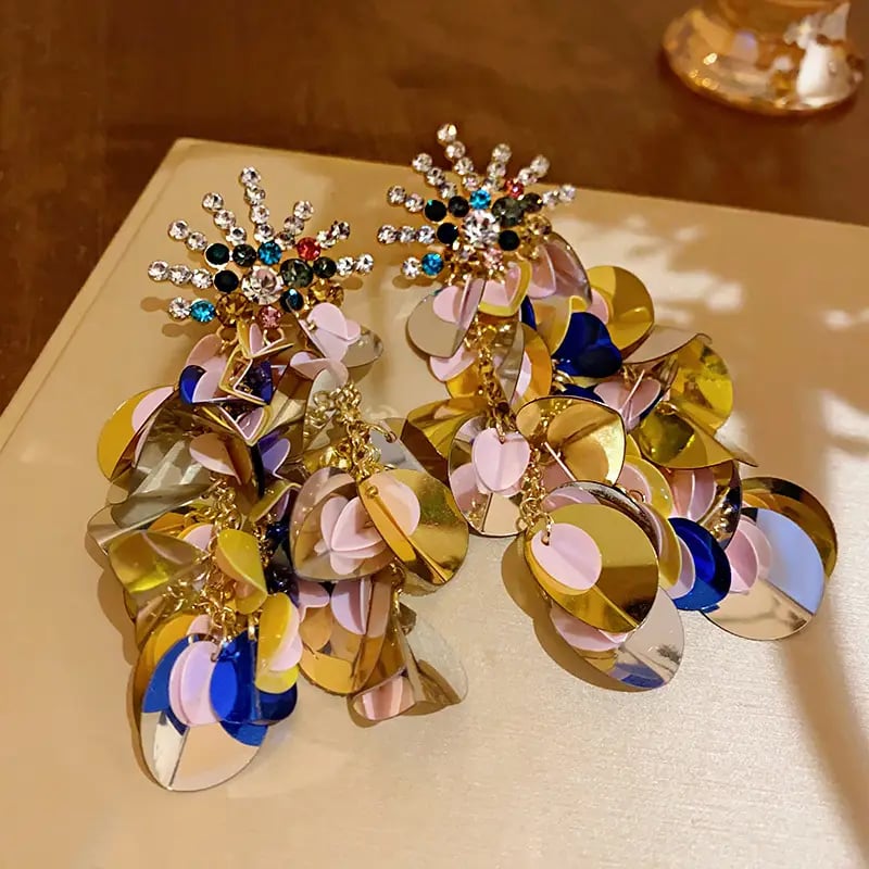 Statement Sequin Dangle Earrings