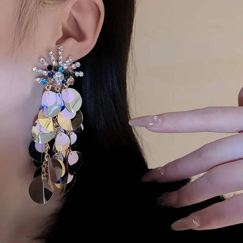 Statement Sequin Dangle Earrings