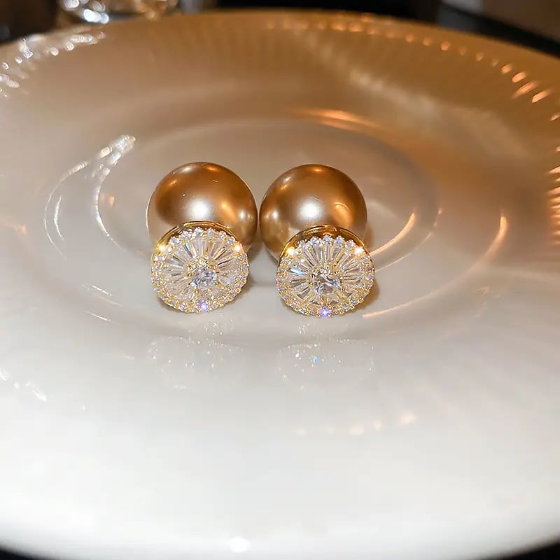 Embellished Pearl Stud Earrings