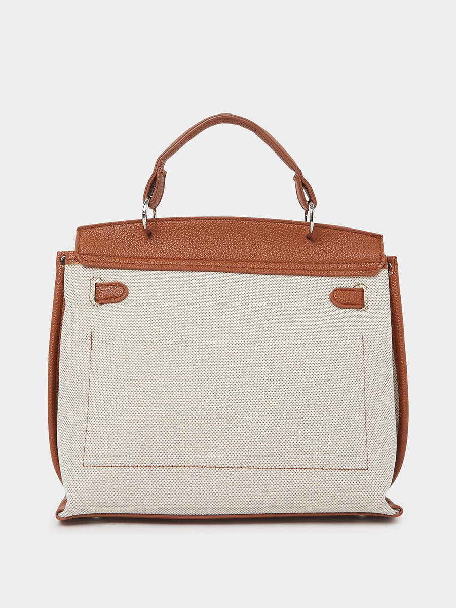 Cream Contrast Flap Detail Handbag